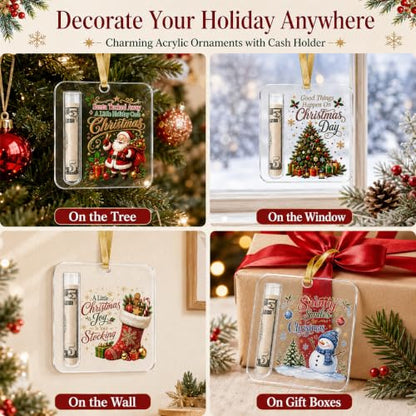 12 Pcs Christmas Cash Gift Ornament Acrylic Holiday Money Holder - Variation of THIS listing