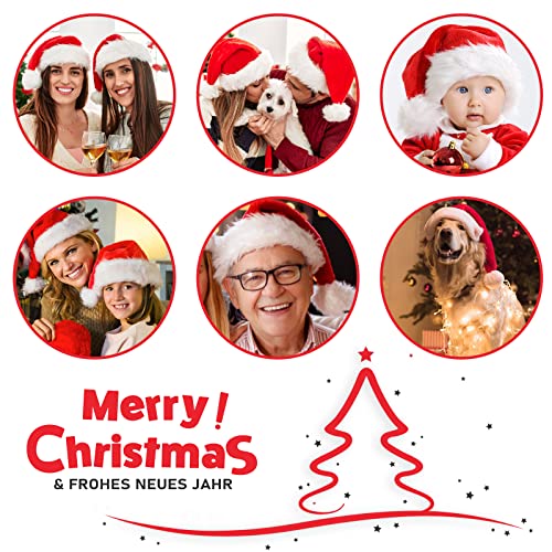 Christmas Santa Hat for Adults Kids - Red Velvet Thick Classic Holiday Party Hats (10 Pack)