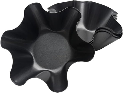 Skiennix Non-Stick Tortilla Shell Maker - Extra Thick Carbon Steel Taco Salad Bowl Pans, Set of 4