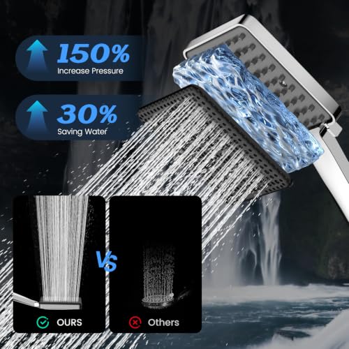 FEELSO Chrome Handheld Shower Head with 6 Modes & Magnetic Cleaning Panel