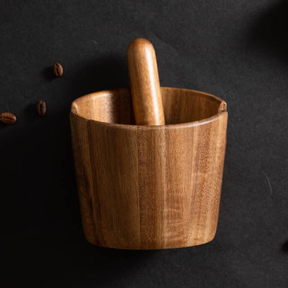 Ytnjzl 5 inch Coffee Knock Box espresso knock box,Wood Bin for Espresso Machine Coffee Grounds Acacia wood Knock Box Suitable for coffee bar decoration-coffee bar accessories