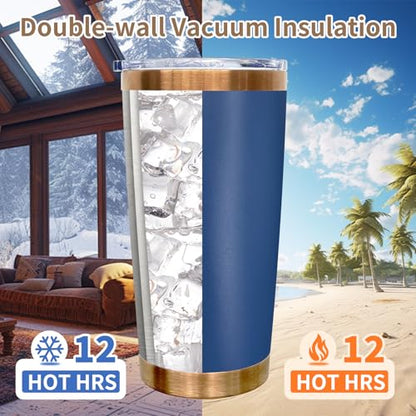 20 oz Insulated Stainless Steel Tumbler with Lid Navy - Durable Travel Mug