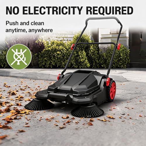 Manual Push Floor Sweeper for Garage Driveway & Outdoor Cleaning