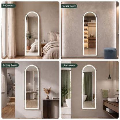 Lighted Full Length Mirror with LED Lights 64x21 inches - Modern Floor & Wall Mirror