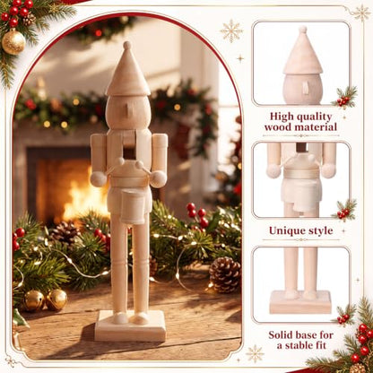 Large DIY Wooden Nutcracker Drummer Set - 15 Inch Christmas Craft Kit with Paints & Brushes (Variation 2)