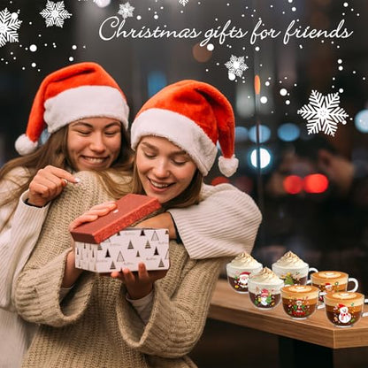 6 Pcs Christmas Glass Coffee Mugs Set - Multi Style Holiday Drinkware