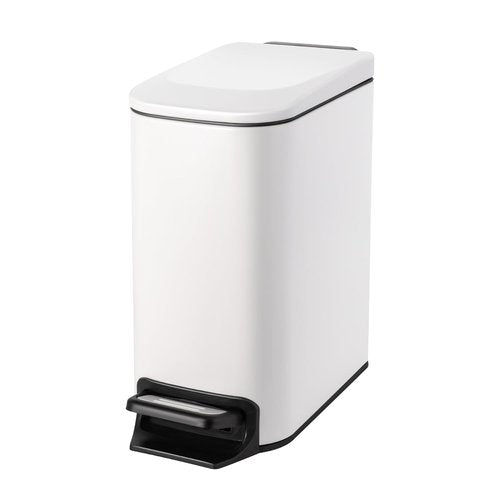 Cesun Stainless Steel Small Bathroom Trash Can - Soft Close Lid & Step Pedal, 6L | White Diaper Waste Basket