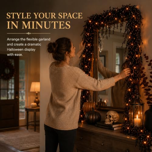 Halloween Spooky Vine Lights Garland for Mantel Door & Window - 3.3ft