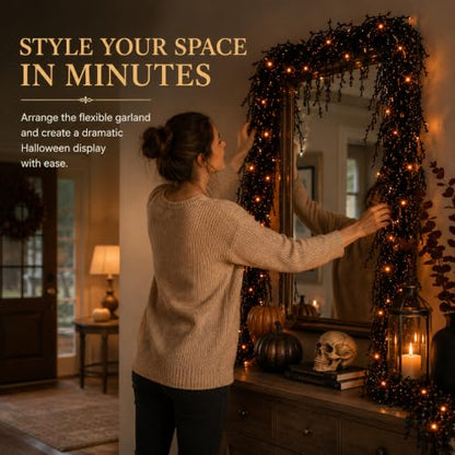 Halloween Spooky Vine Lights Garland for Mantel Door & Window - 3.3ft