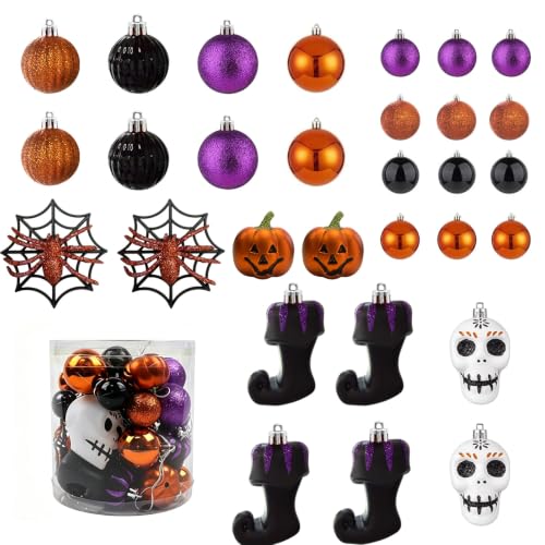 30pcs Shatterproof Halloween Ball Ornaments - Spooky Tree Decorations Set