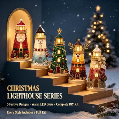 DIY Christmas Lighthouse Kit - 3D Lighted Sea Glass Holiday Craft B