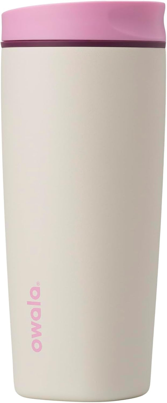 Owala SmoothSip Coffee Tumbler - Insulated Stainless Steel, BPA Free, 20 oz, Pink/Tan (Daybreak)