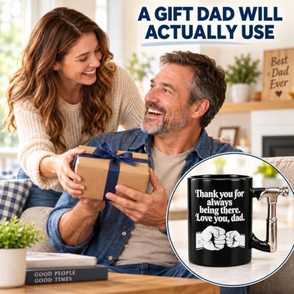Black Dad Coffee Mug with Hammer Handle - Funny Gift for Men & Dad