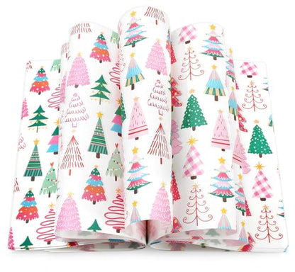Christmas Wax Paper Sheets - Festive Pink and Green Tree Deli Wraps, Waterproof & Greaseproof, 9.8 x 8.3 Inches, 150 Pack