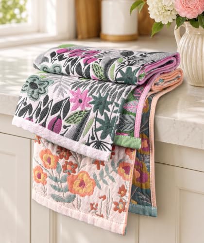Botanical Cotton Kitchen Towels - Set of 2, Quick Dry & Highly Absorbent