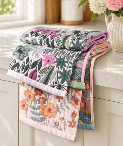 Botanical Cotton Kitchen Towels - Set of 2, Quick Dry & Highly Absorbent