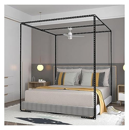 Black California King Mosquito Net Bed Frame Brackets Canopy Poles - Stainless Steel