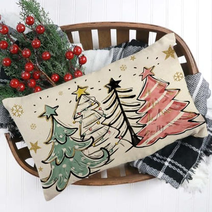 Christmas Tree Lumbar Decorative Throw Pillow Cover 12 x 20 Inches - Pack of 1