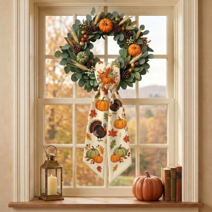Fall Thanksgiving Wreath Sash - Seasonal Front Door Decor, 1 Piece