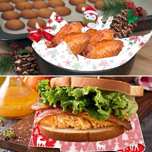 Christmas Wax Paper Sheets 150 Pack Food Wraps Waterproof & Greaseproof