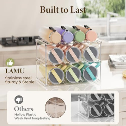 Clear 3-Tier Stackable Water Bottle Organizer Holder for Cabinets