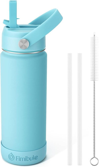 Fimibuke Kids Insulated Water Bottle - 18oz BPA-Free Stainless Steel Tumbler with Straw | Leak-Proof Design, Sky Color