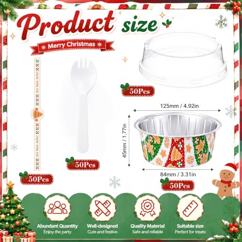 Christmas Mini Loaf Pans Set with Lids Spoons & Stickers - Gingerbread