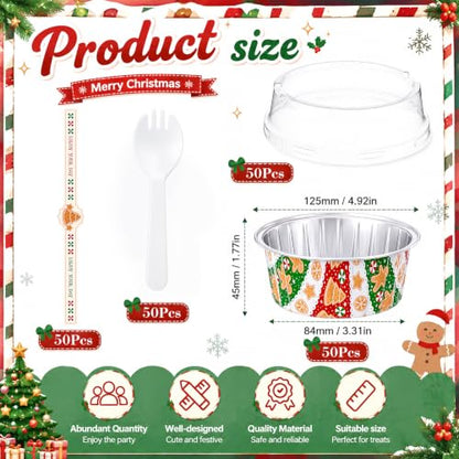 Christmas Mini Loaf Pans Set with Lids Spoons & Stickers - Gingerbread