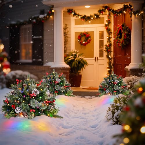 2ft 3in Christmas Urn Filler Set with Lights - Mixed Greenery & Berries