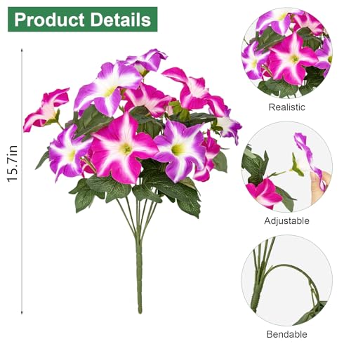 Artificial Petunia Flowers for Outdoors - Fuchsia 4 Pack