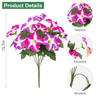 Artificial Petunia Flowers for Outdoors - Fuchsia 4 Pack