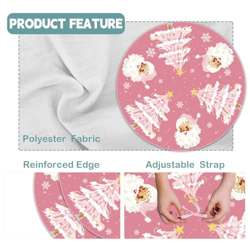 Pink Christmas Tree Skirt 48 Inch Festive Holiday Decor for Indoor & Outdoor Use