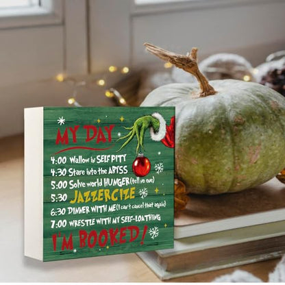 My Day Christmas Wooden Sign - Rustic Holiday Home Decor, 5x5 Inch