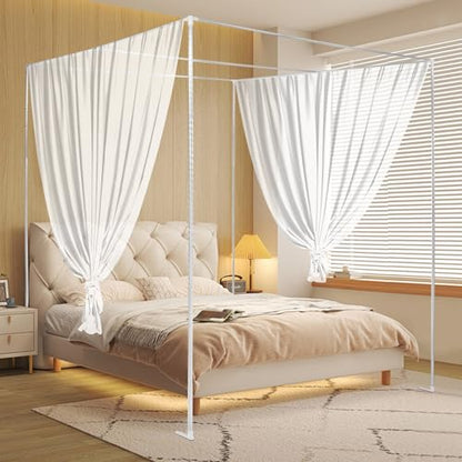 Stainless Steel Canopy Bed Frame Poles with Corner Brackets for Twin-Queen-King Sizes