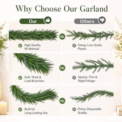6ft Real Touch Norfolk Pine Garland Set - Indoor & Outdoor Holiday Decor