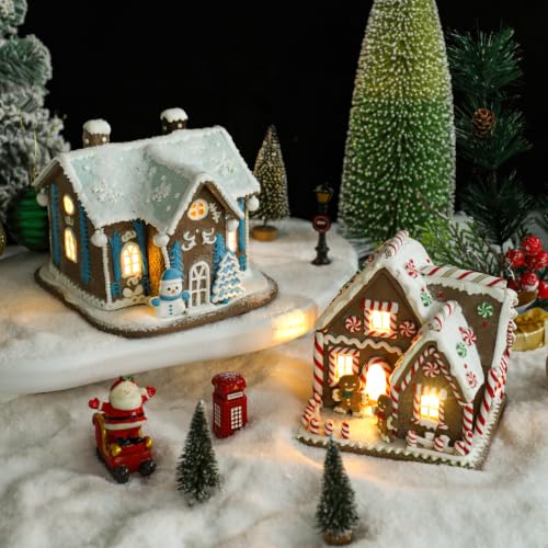 Christmas Village House with Warm Lights - Gingerbread Christmas Tabletop Decoration