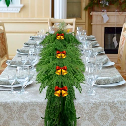 2pcs 9FT Artificial Norfolk Pine Garland Christmas Decor Full & Realistic
