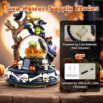 Halloween Snow Globe Lantern with Music & Lights - Witch Variation
