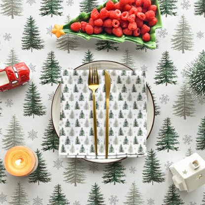 Christmas Tablecloth 60 x 84 Inch Rectangular Pine Green Holiday Decor
