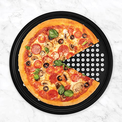 Fantes Perforated Crispy Pizza Pan, Non-Stick Carbon Steel, PFOA Free, 12-Inches, The Italian Market Original since 1906