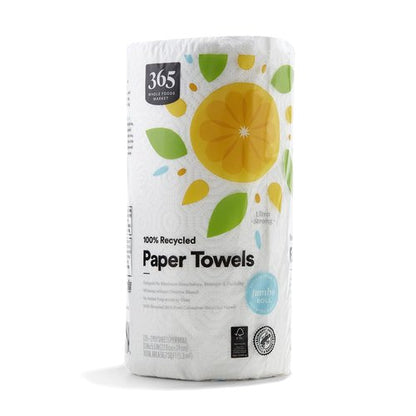 365 by Whole Foods Market, 100% Recycled Jumbo Paper Towels, Ultra-Strong, 135 Sheets per Roll, 1 Count