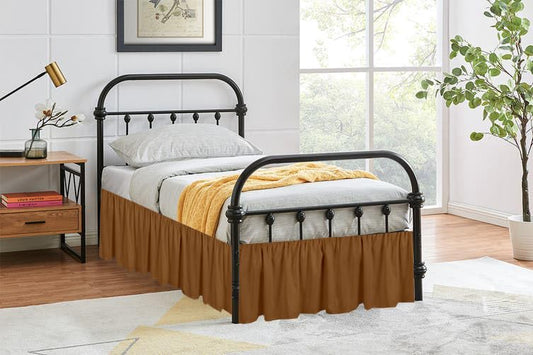 Ruffled Bed Skirt with Split Corners - Taupe, Queen BedSkirt, Gathered Style Easy Fit up to 24 Inch Drop, Wrap with Platform Three Sided Coverage Ruffle Bed Skirts (Taupe Queen)