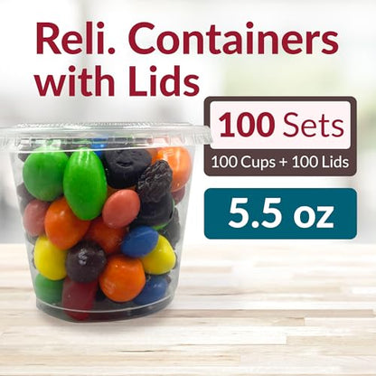 5.5 oz Disposable Food Storage Containers with Lids - Bulk Pack of 100