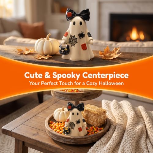Halloween Ghost Resin Figurine - 5.3 Inch Cute Spooky Decor for Tabletop