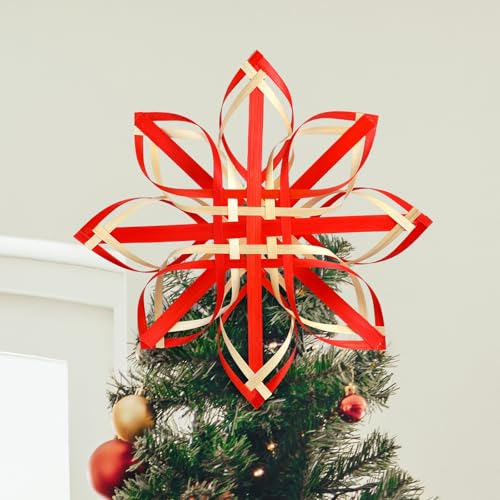12-Inch Scandinavian Bamboo Christmas Tree Topper Snowflake Star Decoration