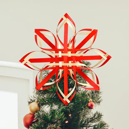 12-Inch Scandinavian Bamboo Christmas Tree Topper Snowflake Star Decoration