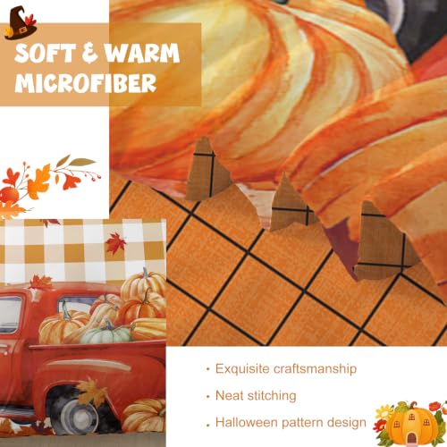 Halloween Orange King Comforter Set - All Season Fall Bedding 7 Piece