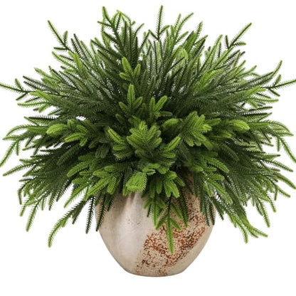 12 Pack 18-Inch Artificial Norfolk Pine Stems - Greenery for Holiday Decor