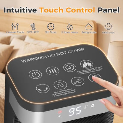 24-Inch Electric Space Heater with Oscillation, 1500W Portable Indoor Heating