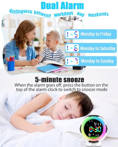 Kids Soccer Ball Alarm Clock with Night Light - Black
